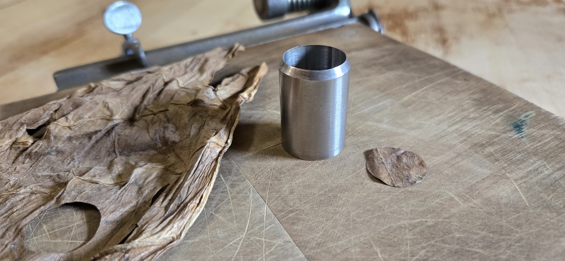 Stainless steel cap cutter included with the starter kit